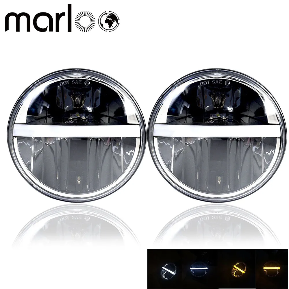 

2pc For Jeep Wrangler 7Inch LED HeadlIghts DRL Halo Ring Amber Turn Signal For Lada Niva Urban 4x4 Suzuki Samurai