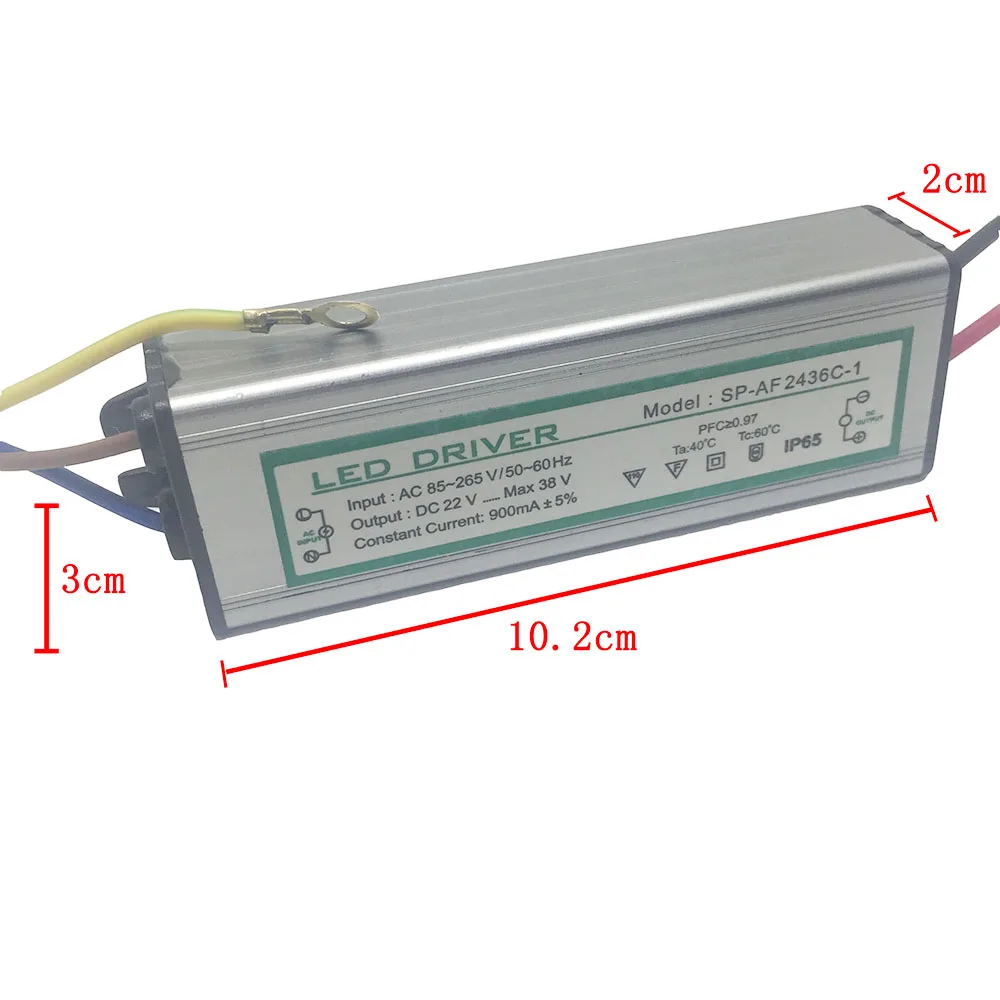 BSOD LED Driver 30W Lighting Transformer Power Supply Input Voltage AC85-265V Output DC 22-38V Constant Current 900ma Aluminum image 5