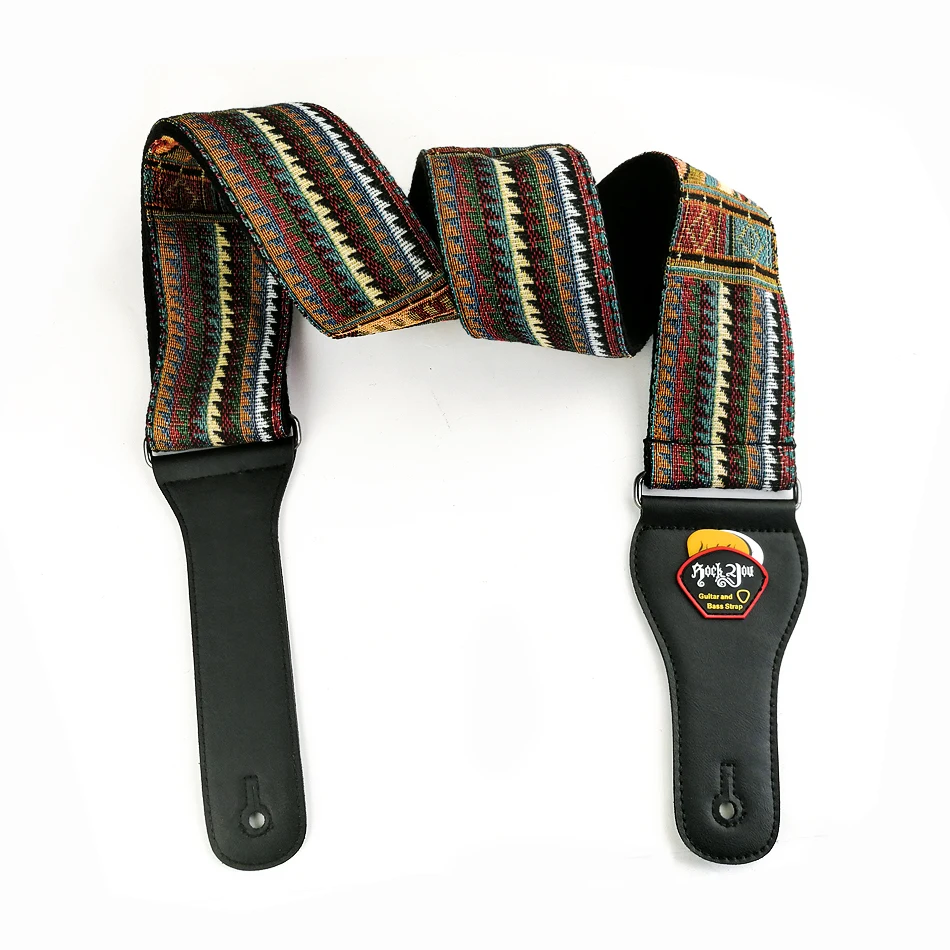Neuer hochwertiger Baumwoll-Gitarrengurt, Akustikgitarrengurt, E-Bass-Gitarrengurt, verstellbare Länge, verbreitert 6,2 cm – Detail 7