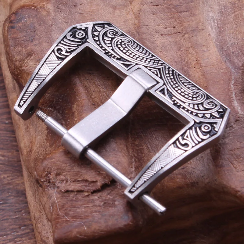 Retro Stainless Steel Watch Buckle 20mm 22mm 24mm Black Metal Brushed Watch Band Strap Clasp Accessories