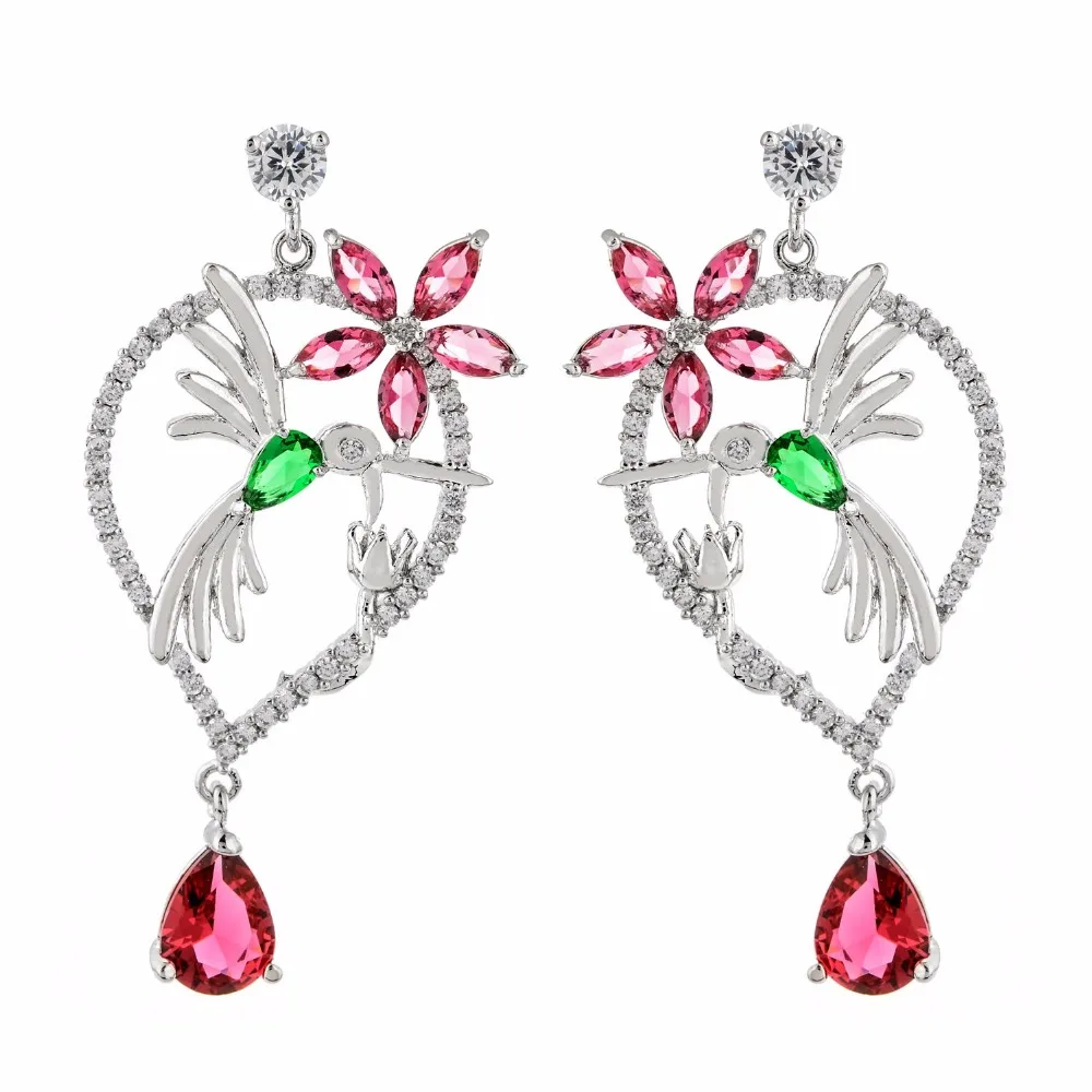 New fashionable and attractive flower bird pear zircon earrings.The bride's upscale jewelry earrings for the girl. ER-221