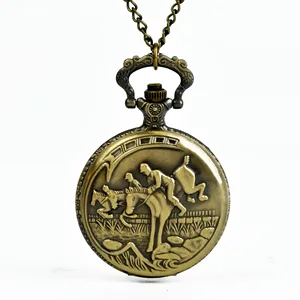 Модные Винтажные кварцевые карманные часы унисекс из сплава с подвеской в виде лошади на цепочке для мужчин и женщин, подарки