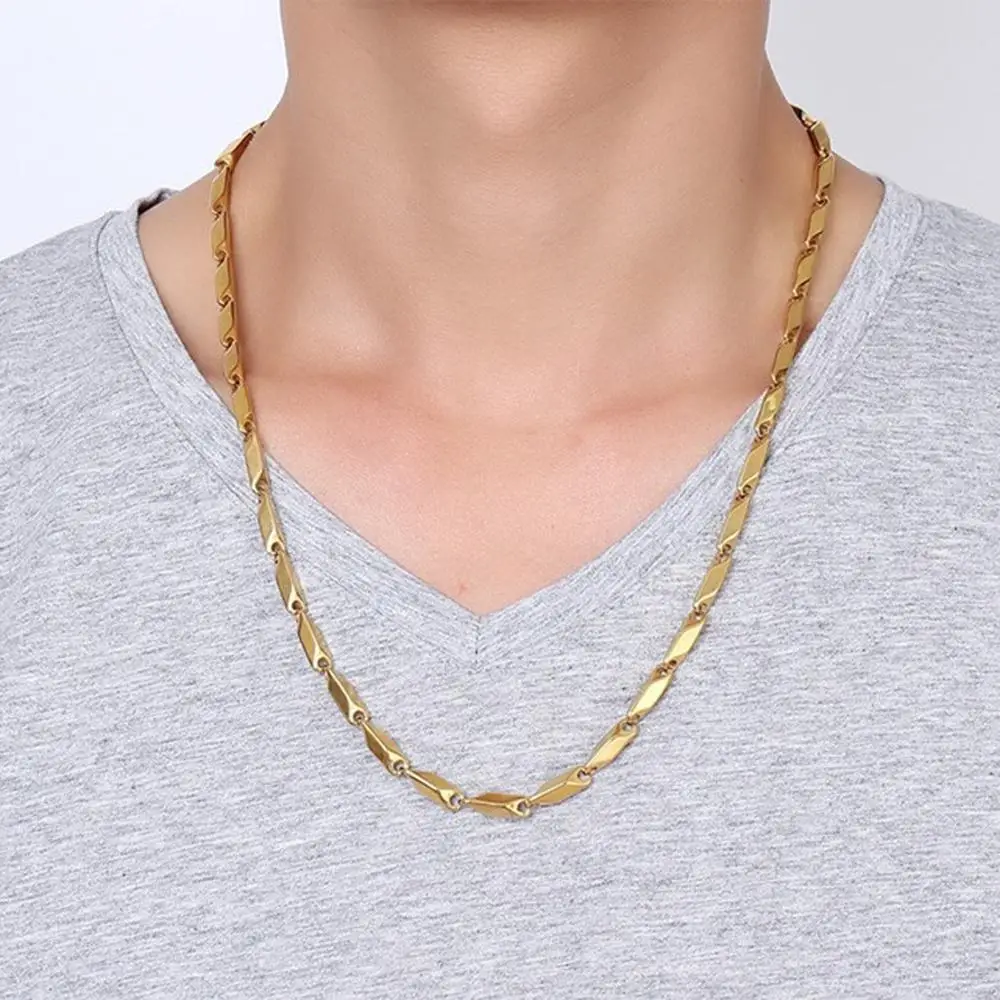 Fashion high-end new necklace melon chain gold color stainless steel chain men and women fashion necklace hot sale 1/2/3/4/5/6mm