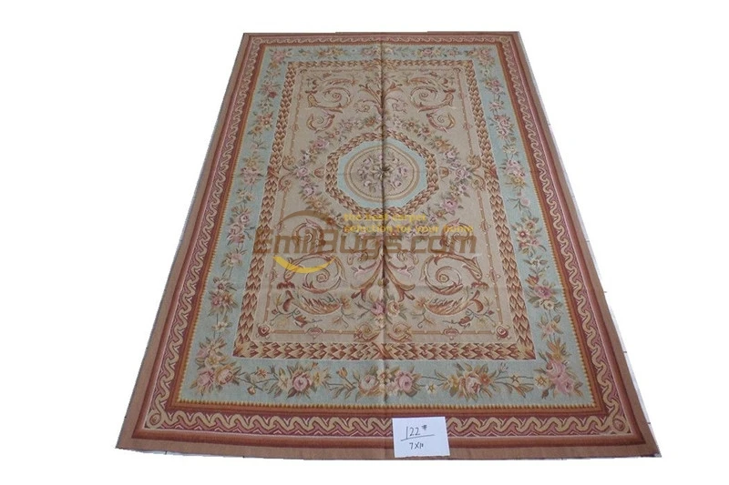 Hand-made French Woollen Carpet Reversible Antique Decor Rectangle Carpet Tribal Style