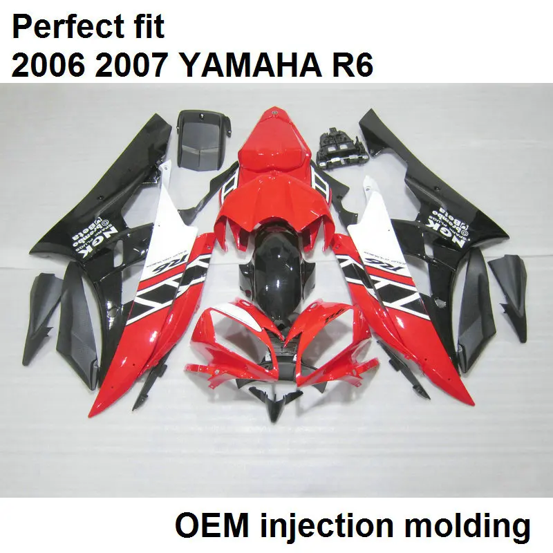 

Fit for Yamaha injection molding YZF R6 06 07 black red white motorcycle fairings set YZFR6 2006 2007 BN22