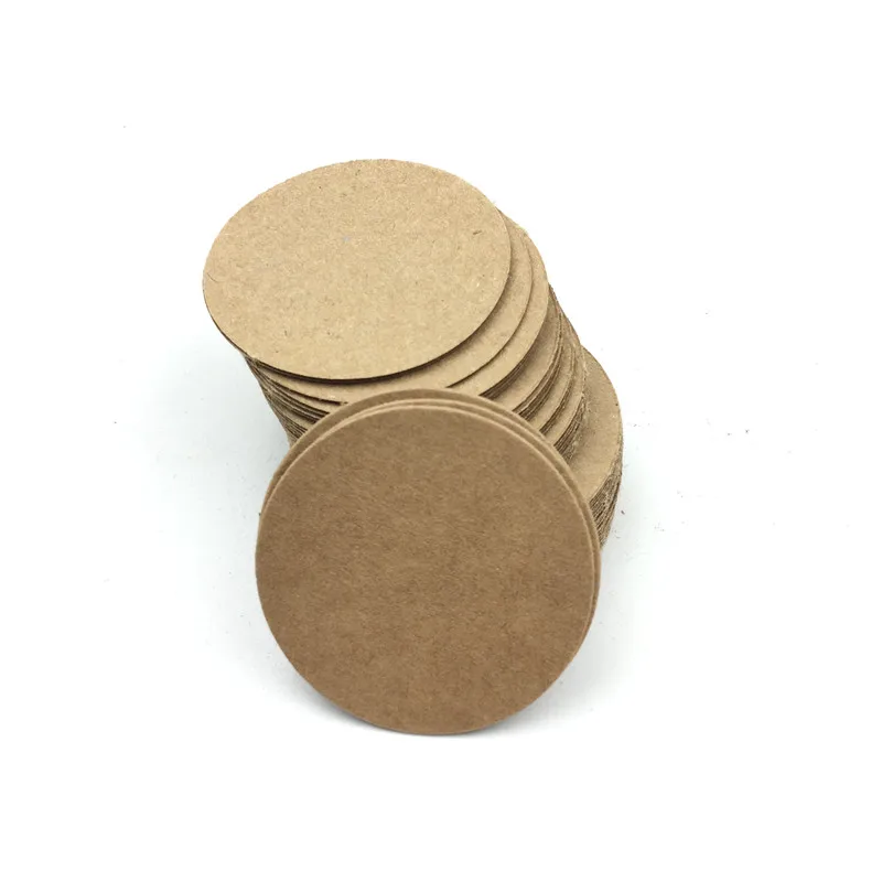 100pcs 4*4cm White Black Brown Kraft Paper Tags Round Luggage Note Wedding Name Cards Blank Price Hang Tag without hole