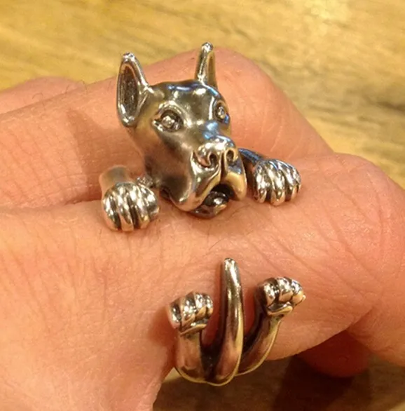 Great Dane Ring free size Dog ring adjustable Handmade Embossed alloy plated fast delivery