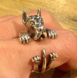 Great Dane Ring free size Dog ring adjustable Handmade Embossed alloy plated fast delivery