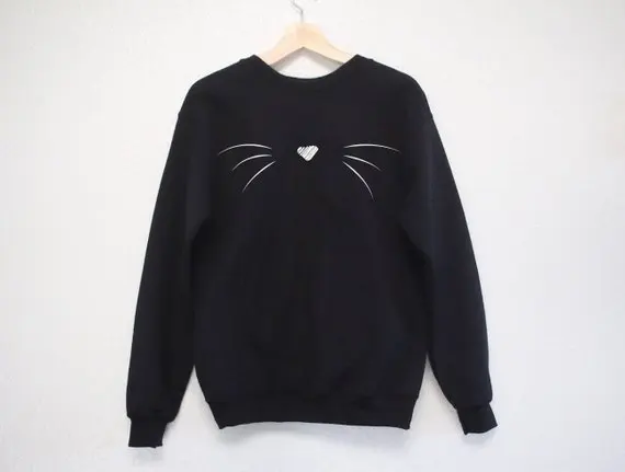 Sugarbaby Cat Whiskers Sweatshirt Cute Cat Whiskers Jumper Cat Lovers Gift Tumblr Sweatshirt Tumblr Clothing High quality Tops