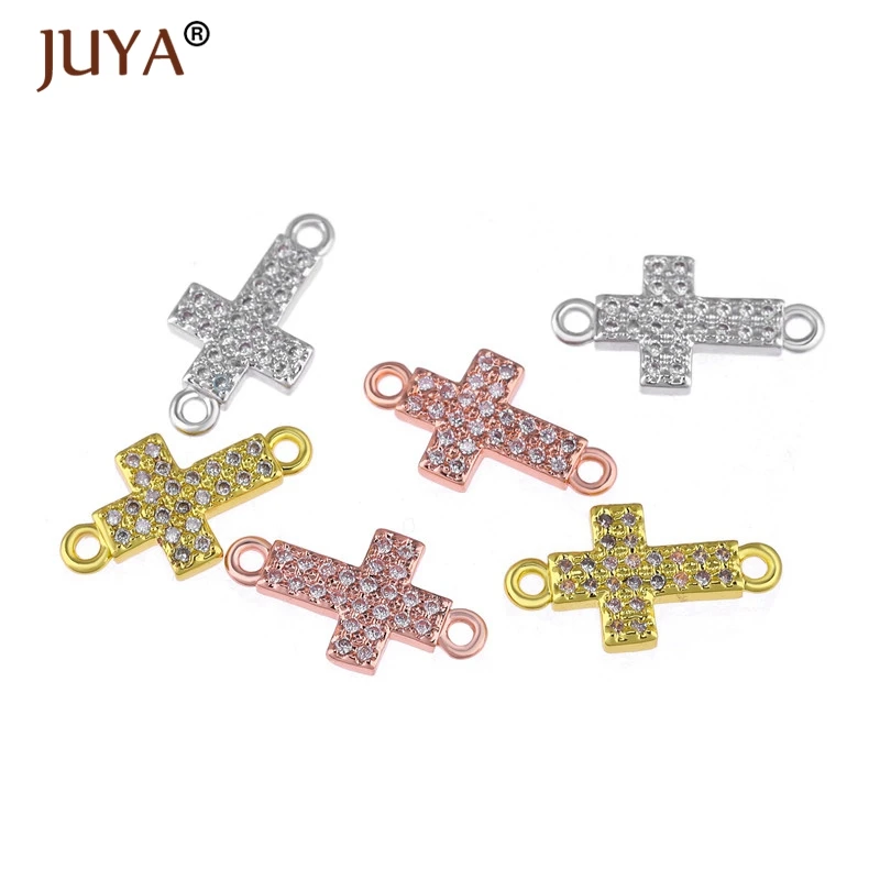 

Supplies For Jewelry Wholesale Micro Pave Zircon Rhinestone Cross Charms For Jewelry Making Bracelet Crosses Connectors