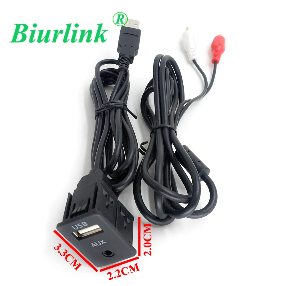 Biurlink uniwersalny samochodowy sprzęt audio 3.5mm 2RCA AUX USB męski adapter do montażu w desce rozdzielczej dla Toyota dla volkswagena dla peugeota dla BMW