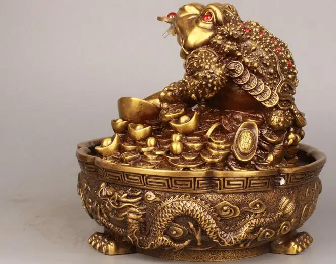 Pure copper dragon turtle toad Feng Shui turn water fountain lucky decoration