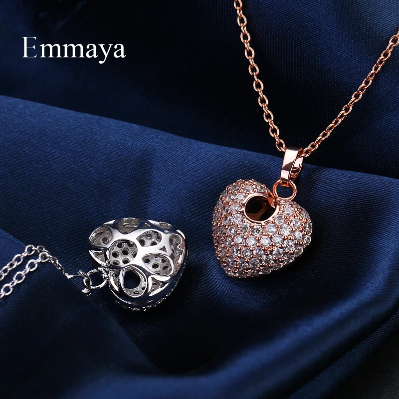 Emmaya Brand Fashion Charm AAA Cubic Zircon Multicolor Romantic Heart Pendant Jewelry Necklaces For Woman Wedding Party Gift