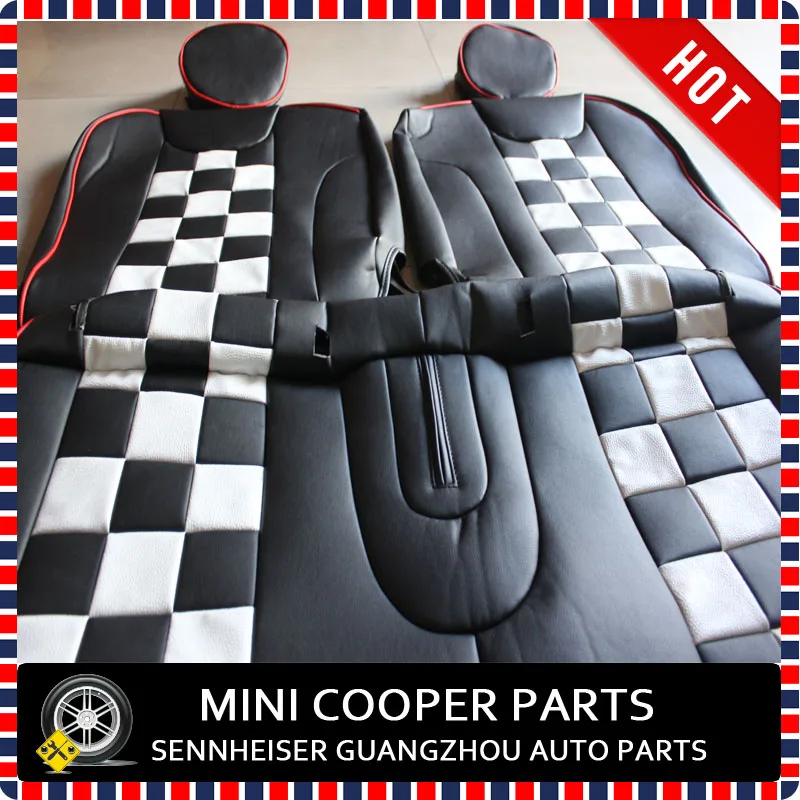 Brand New Imported PU Material Red Brim Checker Raceway Seat Cover For Mini Cooper R56