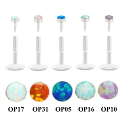 1Pc Opal Stone Bioplast Flexible Labret Lip Bar Ring Earring Push Fit Top 16g Cartilage Piercing Body Jewelry 16g