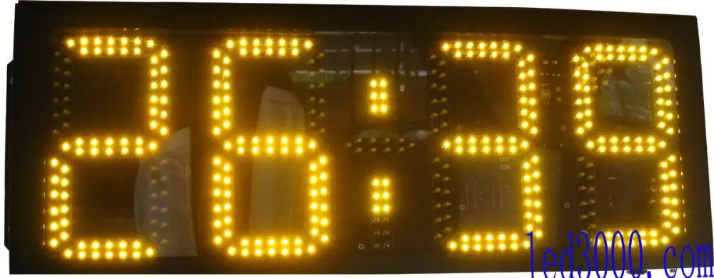 

large size outdoor waterproof 8inch 4digits amber color hours and minutes LED clock wall clock 12H/24H high brightness remote