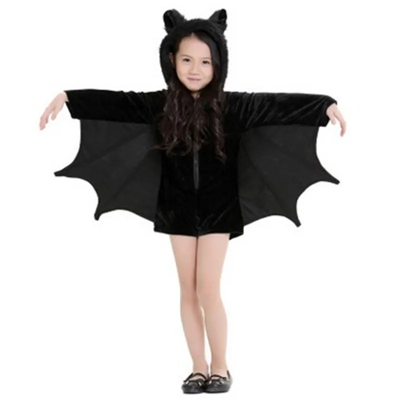 XS-XXL Black Mother And Daughter Cloths Halloween Bat Costumes Animal Cosplay Carnival Stage Show Masquerade Party Dress