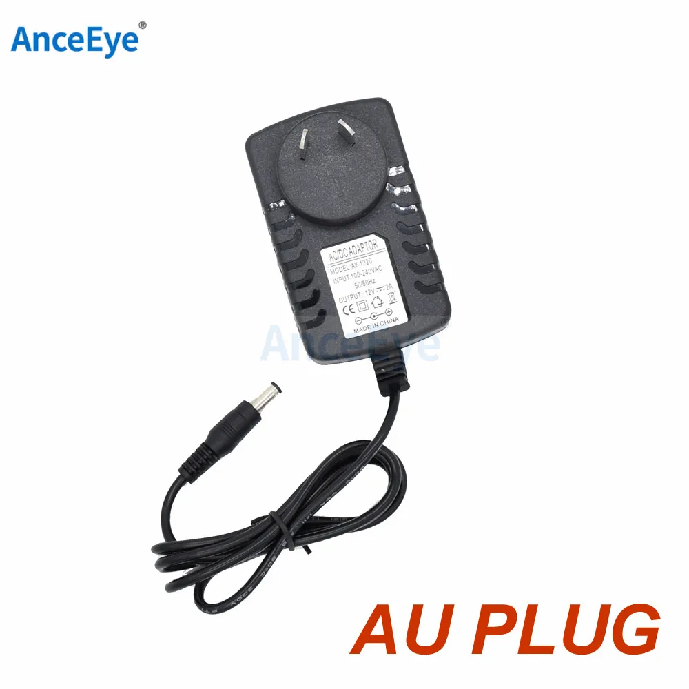 Anceeye 12 V 2A AC 100 V-240 V Chuyển Đổi Adapter DC 12 V 2A 2000mA Cung Cấp Điện EU AU ANH MỸ Cắm 5.5mm x 2.1mm cho CCTV IP Máy Ảnh