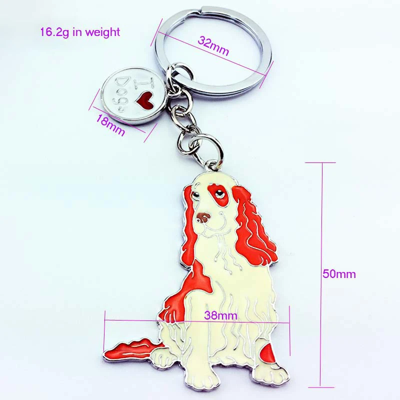 Cocker Spaniel pendant key chains for men women silver color metal alloy pet dog bag charm car keychain key ring holder keyring