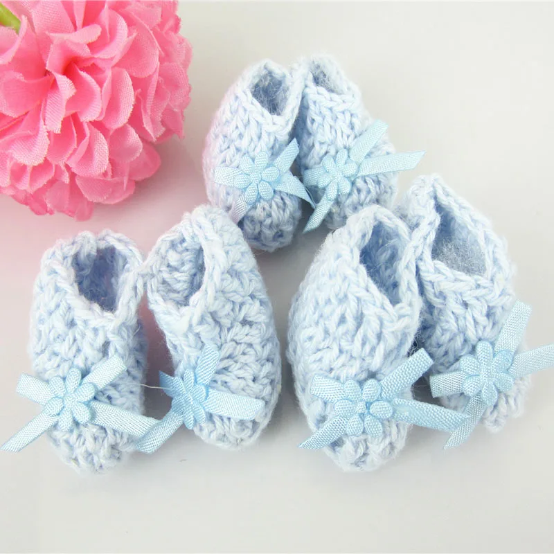 12Pairs Handmade miniature crochet booties For baby shower favors baptism party decorations 2.5 x 4.0cm