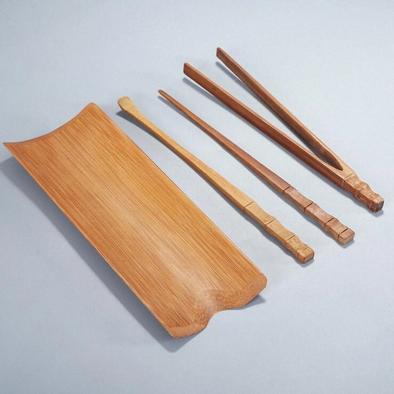 PINNY 4Pcs/set Natural Bamboo Tea Accessories Hand Made Tea Ceremony Tools Chinese Kung Fu TeaSpoon Bamboo Tea Clip