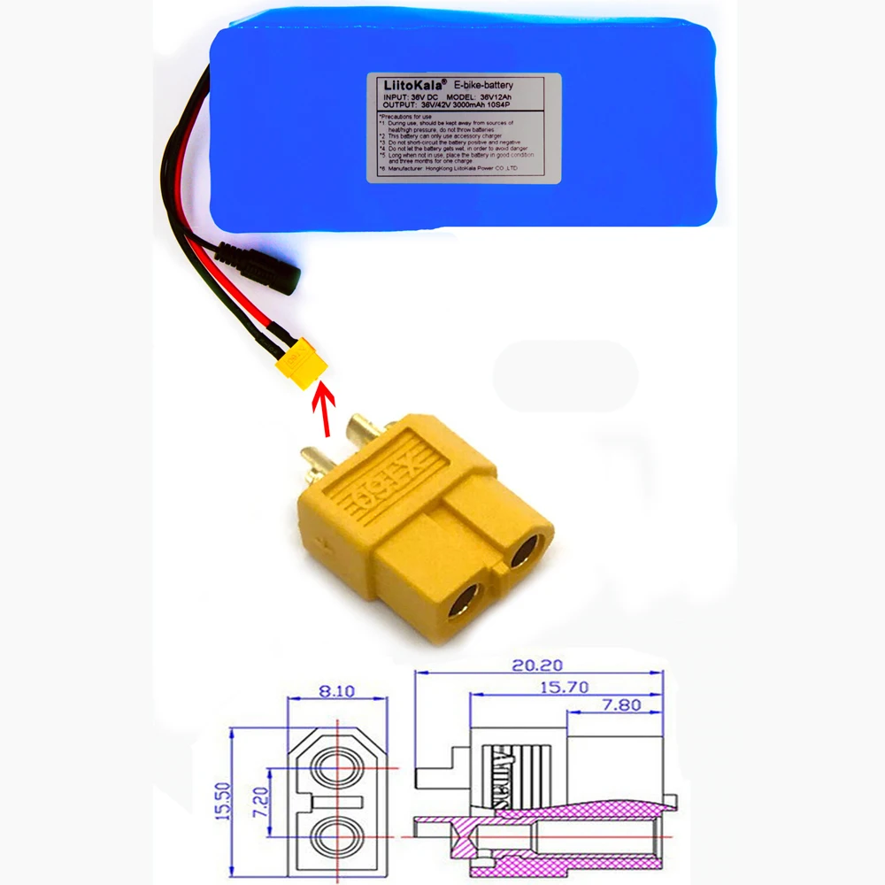 LiitoKala 36V 12ah 10S4P Electric bicycle battery pack 18650 lithium-ion battery 500W high power 42V motorcycle Scoote XT60 male