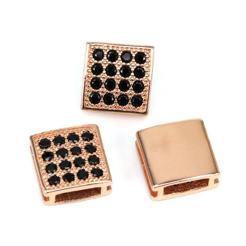 Luxury Brass Inlaid Cubic Zircon Square Beads Jewelry Charms Accessories Spacer Beads For DIY Bracelet Necklace Jewelry Making