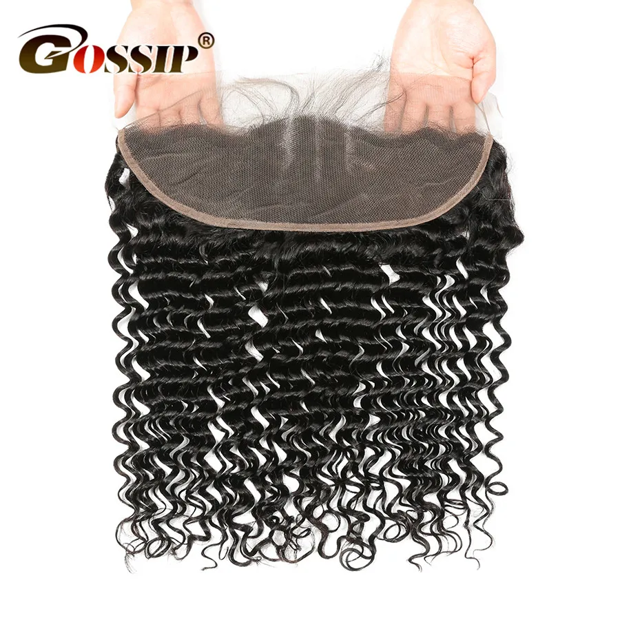 Remy Hair Deep Wave Frontal 13x4 Pre Plucked Lace Frontal Closure With Baby Hair Frontal Brazilian Hair 100% Human Hair