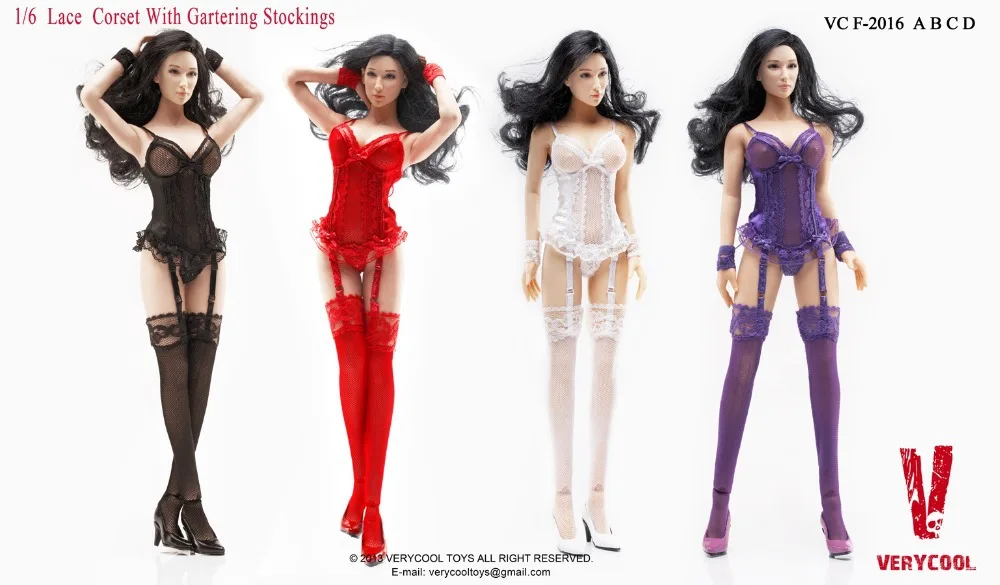 

1/6 scale 12"doll Lace Corset with Gartering Stockings for 12" Action figure doll accessories, head and body are not included