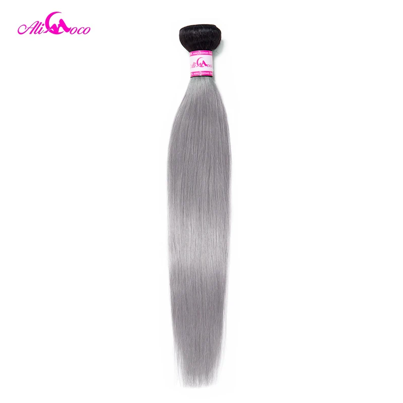 

Ali Coco Brazilian Straight Hair Weave Bundles 1B/Grey Ombre Bundles 3/4 Bundles And Deal 100% Human Hair Extension Remy Hair