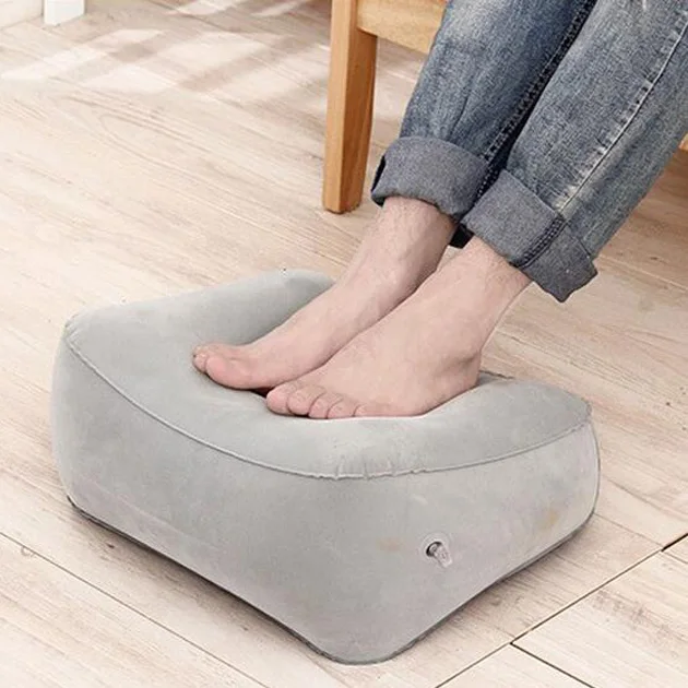 PVC Gray Train Flight Travel Inflatable Foot Rest Pillow Portable Pad Mat Footrest Pillow Home Outdoor Foot Relief Cushion16