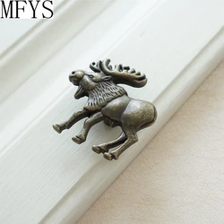 Vintage Handles for Cabinets and Drawers Elk Shape Furniture Handle Antique Bronze Drawer Dresser Pulls Cupboard Wardrobe Knobs