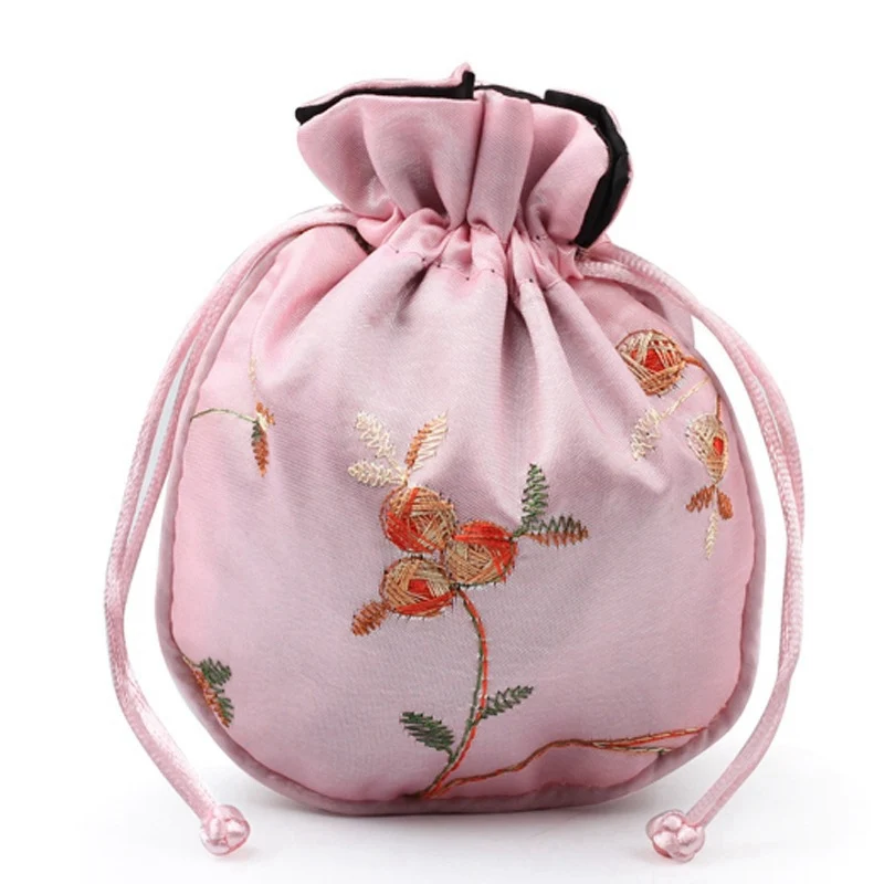 Bolsa De satén bordado con cordón, bolsas de brocado de seda, bolsita de joyería de Damasco, regalo de boda y Navidad, alta calidad, 11x13cm, 121