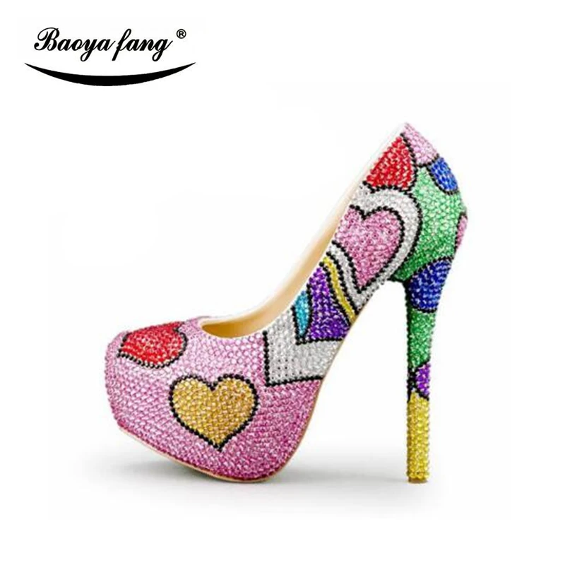 Multicolored cyrstal wedding shoes with matching bags fashion shoes womens Pumps High heels Party dress shoe big size 43