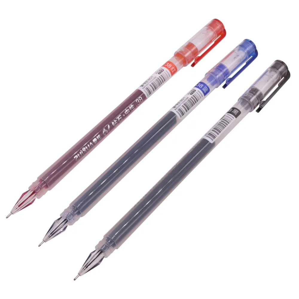 12 Stuks 0.38Mm Grote Capaciteit Inkt Diamant Tip Rood Blauw Zwart Refill Gel Pen Student Briefpapier Schrijfpen kantoor Winkel