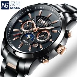 New Switzerland NESUN Luxury Brand  Multi-function Automatic Mechanical Men's Watches Luminous Waterproof Moon Phase Clock N9807