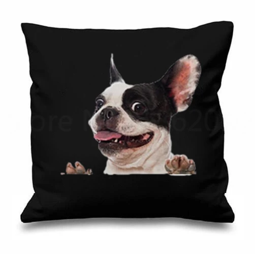 Funny French Bulldog Cushion Cover Novelty Cute Bull Dogs Throw Pillow Case Creative White Black Grey Printed Puppy Pet Gift 18