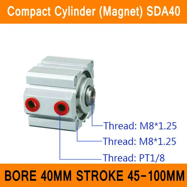 

SDA40 Cylinder Compact Magnet SDA Series Bore 40mm Stroke 45-100mm Compact Air Cylinders Dual Action Air Pneumatic Cylinders ISO