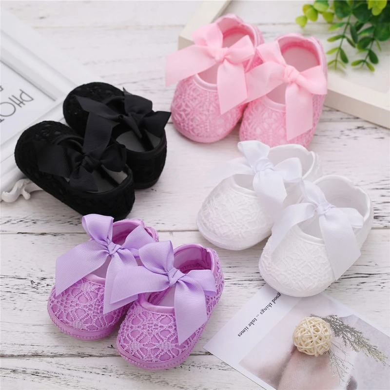 

Baby Shoes Girl Breathable Anti-Slip Shoes With Bowknot Casual Sneakers Toddler Soft Soled First Walkers For Newborns