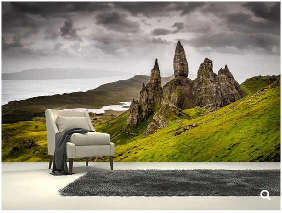 

Custom natural landscape wallpaper,Old Man of Storr, Scotland,3D photo mural for living room bedroom sofa wall papel de parede