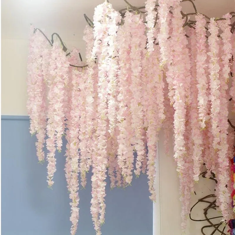 Free Shipping Encrypt Artificial Wisteria Flower String 30CM Hydrangea Rattan for Wedding Event Home DIY Decorations