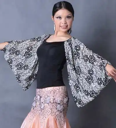 Exotic dance, ballroom dance, modern dance, butterfly net sleeves, modern exercise jacket, T12083