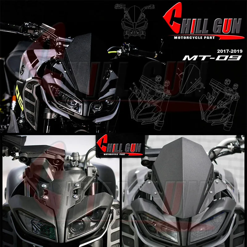 

Ветровое стекло мотоцикла, алюминиевый комплект дефлектора для YAMAHA MT-09 MT 09 2017 2018 2019 2020 MT09 FZ09 FZ-09 FZ 09 17 '-20'