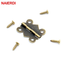 10pcs NAIERDI Mini Butterfly Door Hinges Gold Silver Bronze Cabinet Drawer Jewellery Box Decorate Hinge For Furniture Hardware