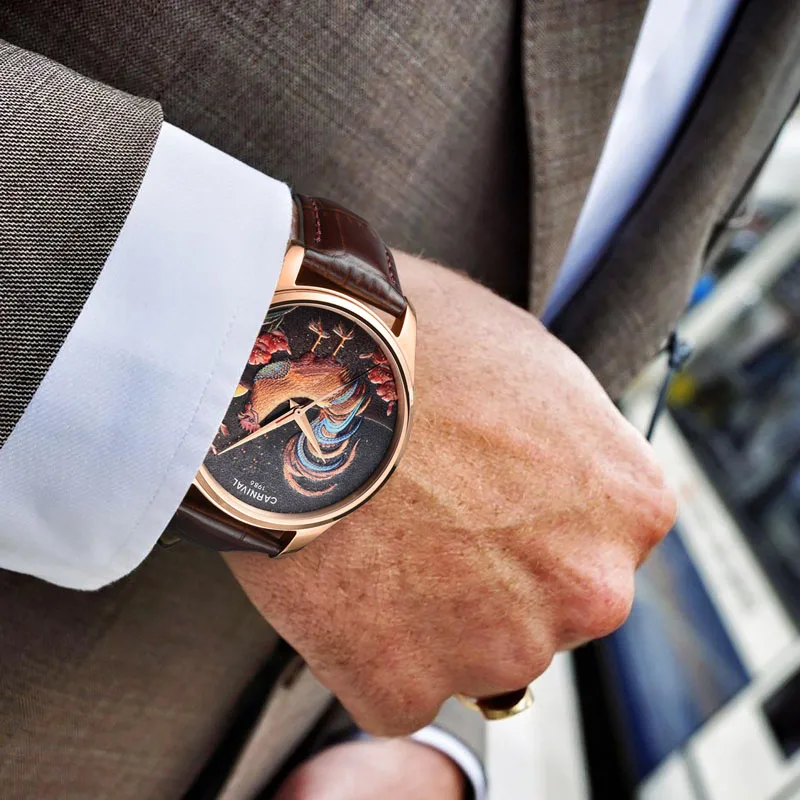 

Japan MIYOTA Automatic Mechanical Men's WatchesSwitzerland CARNIVAL Luxury Brand Sapphire Leather Strap Waterproof Clocks C515G