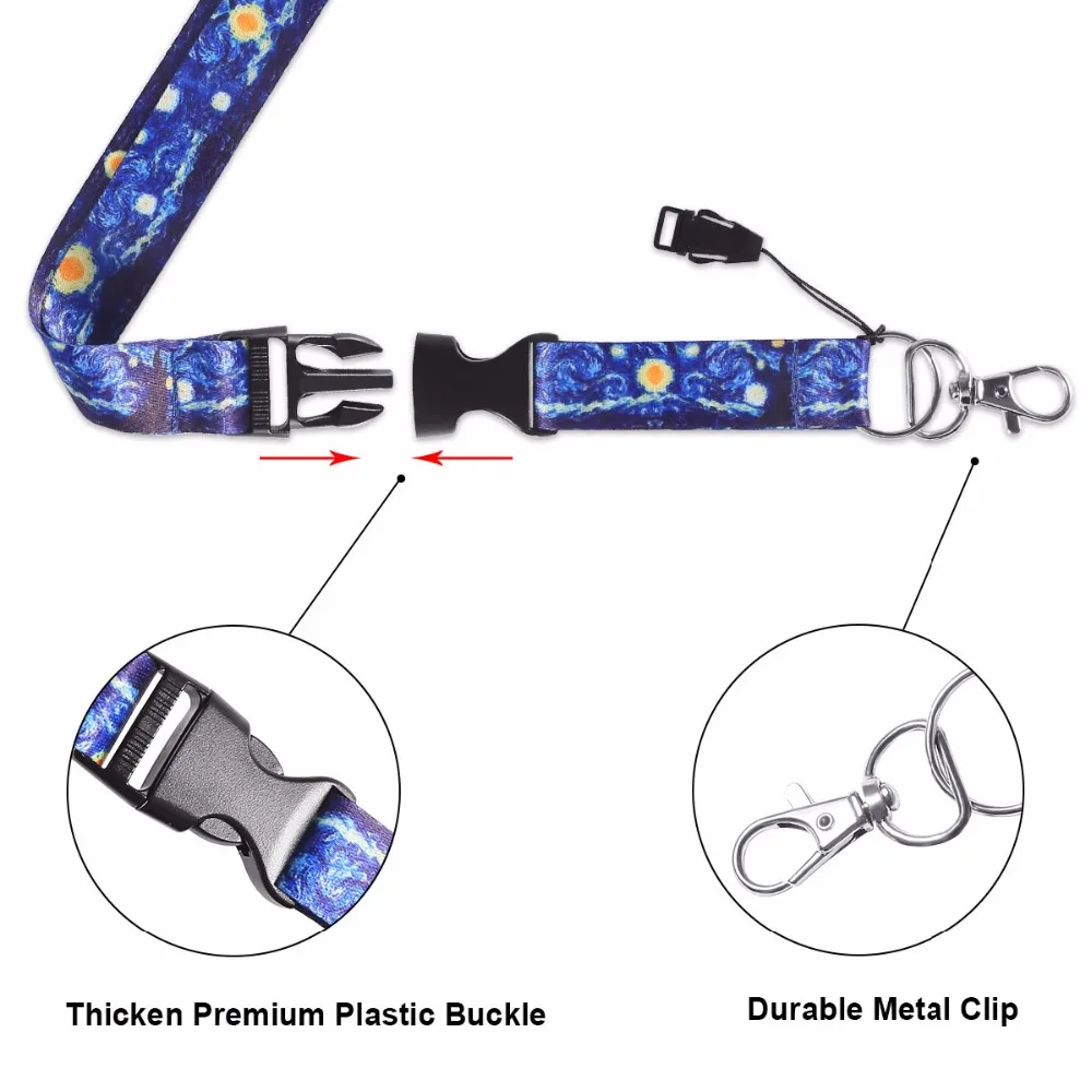 3 PCS/LOT Fashion Pilot Lanyards for Key Neck Strap For ID Card Badge Gym Floral Painting Lanyards for Crew and Staffs image 4