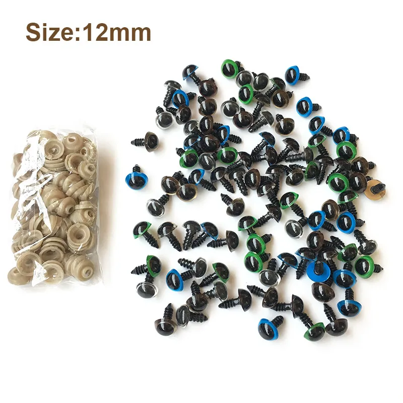 100pcs/50pairs 5 Colors Safety Eyes 10-12mm Blown Blue Silver Gold Green Plastic Eyes For Teddy Bear Doll Animal Puppet Craft