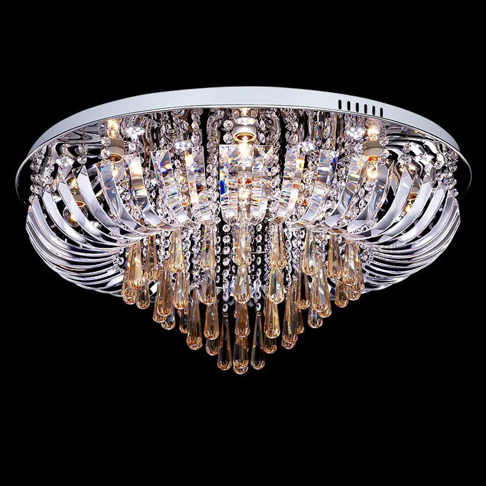 

Luxury 31" Crystal Hanging Living Room Ceiling Light Modern Noble Living Room Round Bedroom Hotel Lobby Ceiling Fixture