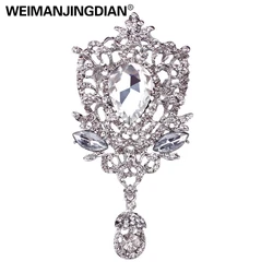 WEIMANJINGDIAN Brand Shiny Crystal Teardrop Brooch Pins for Women or Wedding Bouquets  Decor Jewelry Accessories