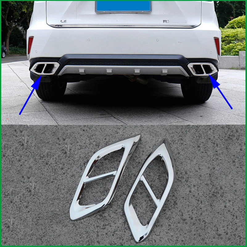 

For LEXUS RX300 RX200T 2010-2018 Stainless Steel Tail Throat Rear Dual Exhaust End Pipe Tip Sticker Sequins Cover Trim